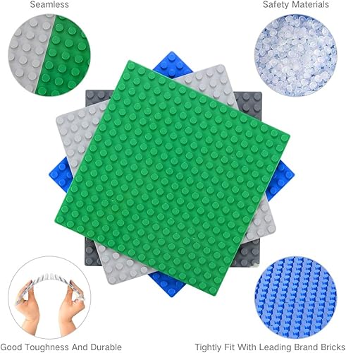 Miniatura 5 de MIMAX Placas base autoadhesivas compatibles con DUPLO, placa base para despegar y pegar para mesa de juego o pared de bricolaje, paquete de 4 (10 x