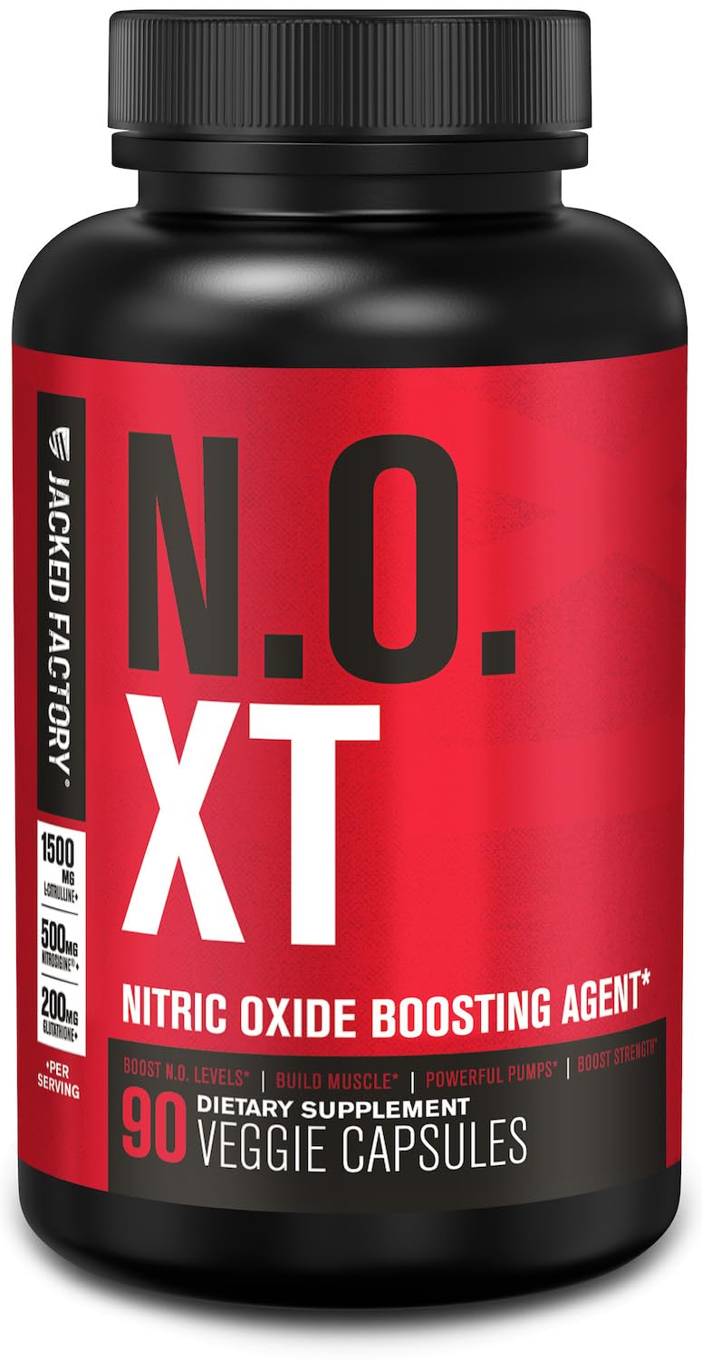 Jacked FactoryMuscle Builder N. O. XT Nitric Oxide Supplement (90 Veggie Pills)