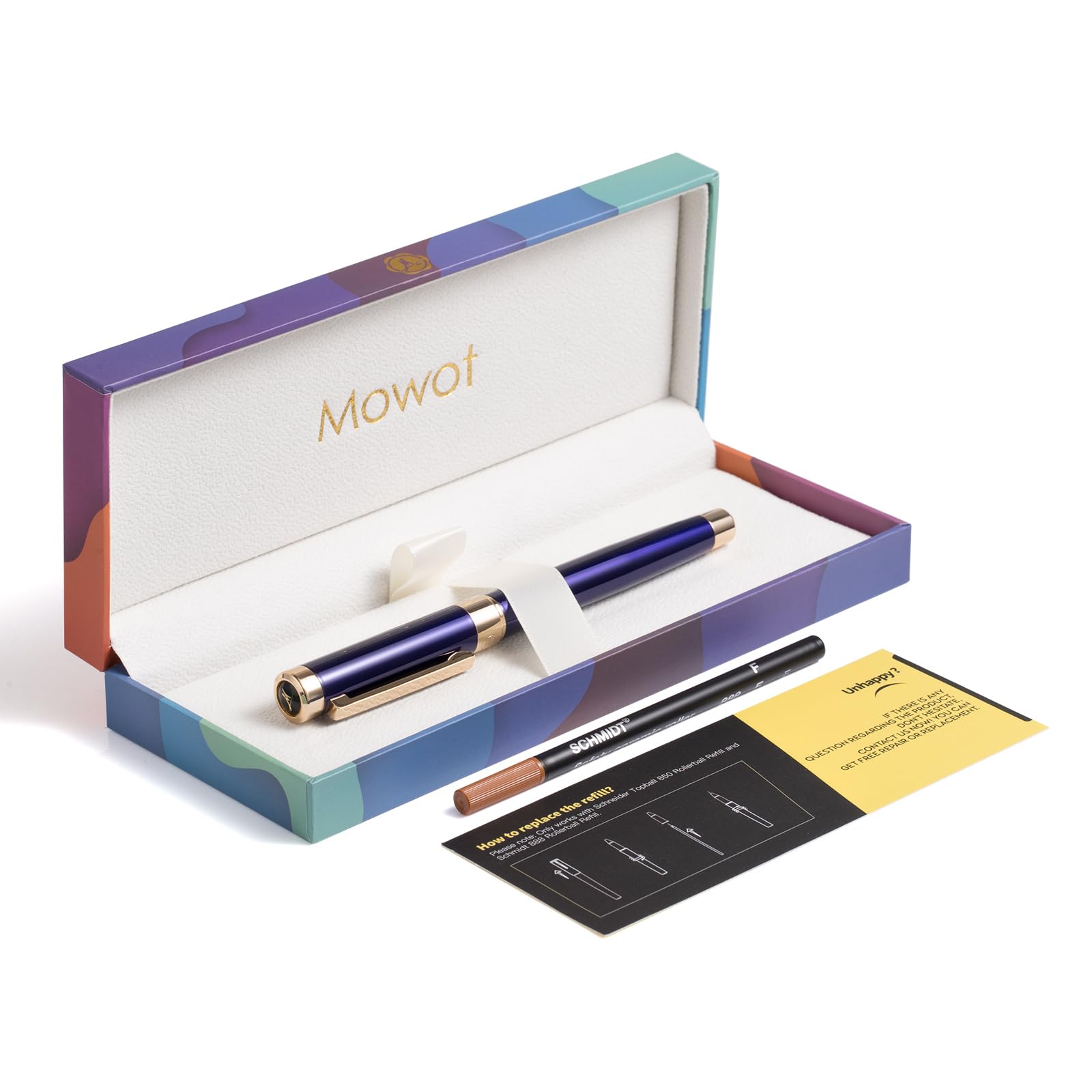 Bolígrafo de lujo con acabado dorado de 24 quilates, diseños elegantes y elegantes, tinta refull, el mejor juego de regalo para hombres y mujeres, profesional, oficina ejecutiva (azul)