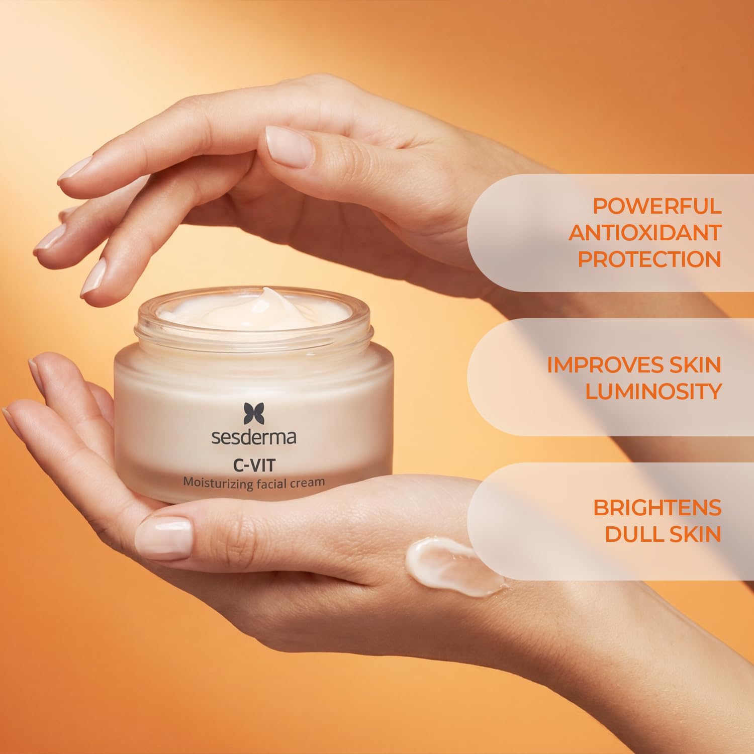 Sesderma C-Vit Nawilżający Krem - Połysk i Przeciwutleniacz - Świecąca i Młoda Skóra - 50 ml