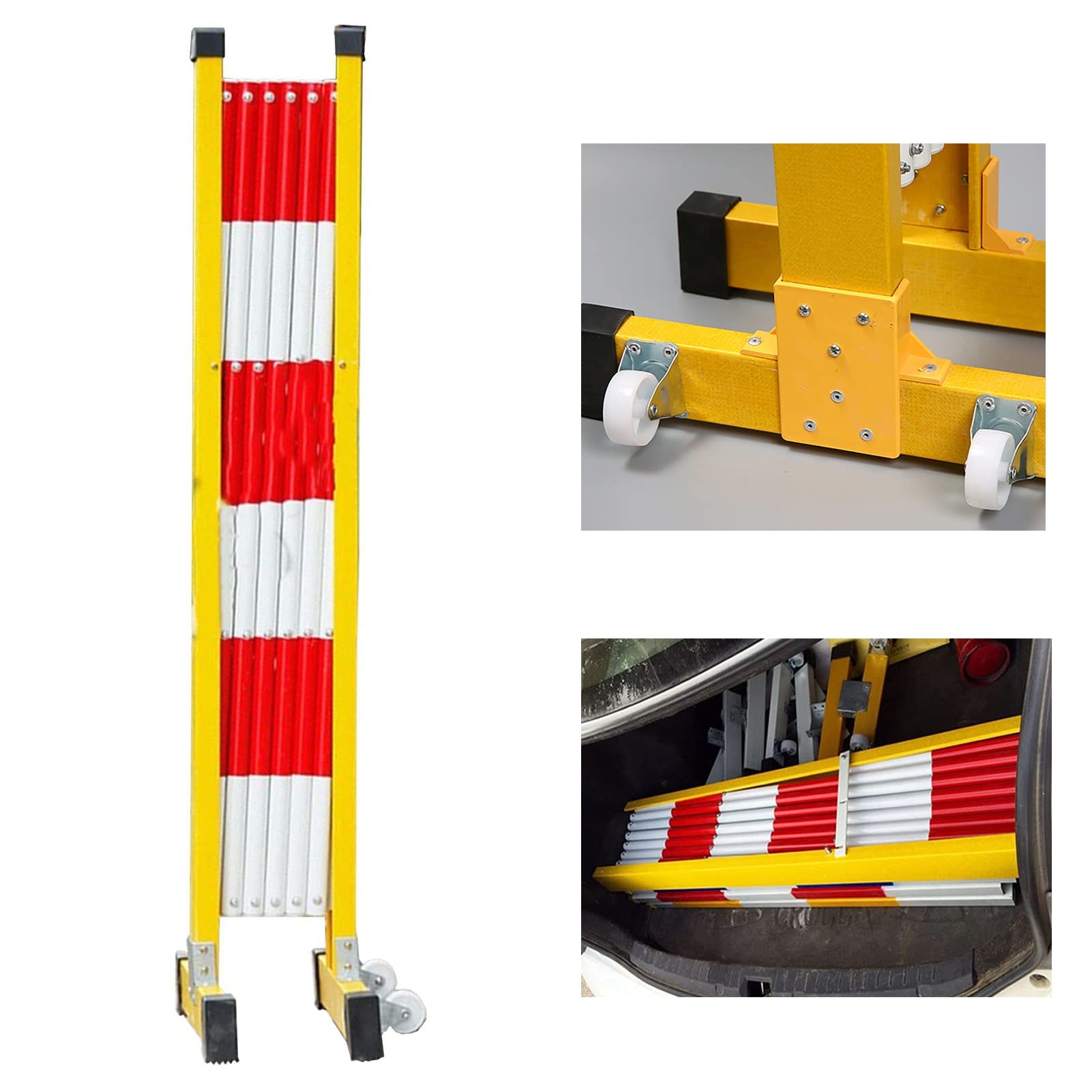 Metal Door Barricade Retractable, Freestanding Non-Slip Barrier Gate for Outdoor Road, Mobile Safety Fence with Casters, 4ft Height Guardrail (Size : 1.2mx 6m)