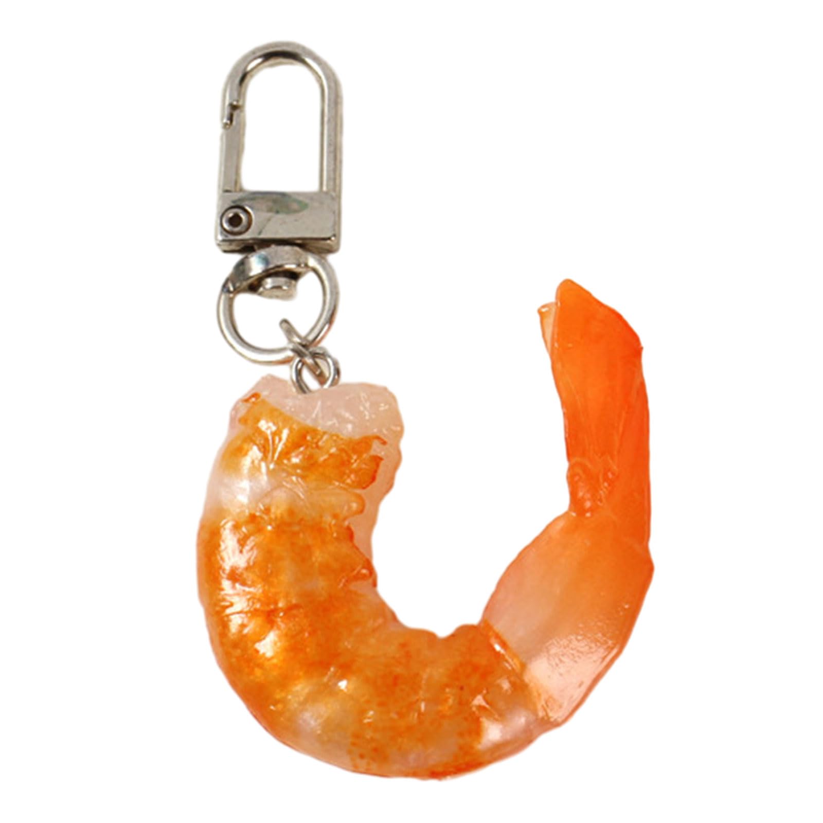 Baodss Creative Shrimp Meat Keychain Funny Food Pendant for Women's Bag Handy Imitation Shrimp Meat Keyrings Pendant for Women