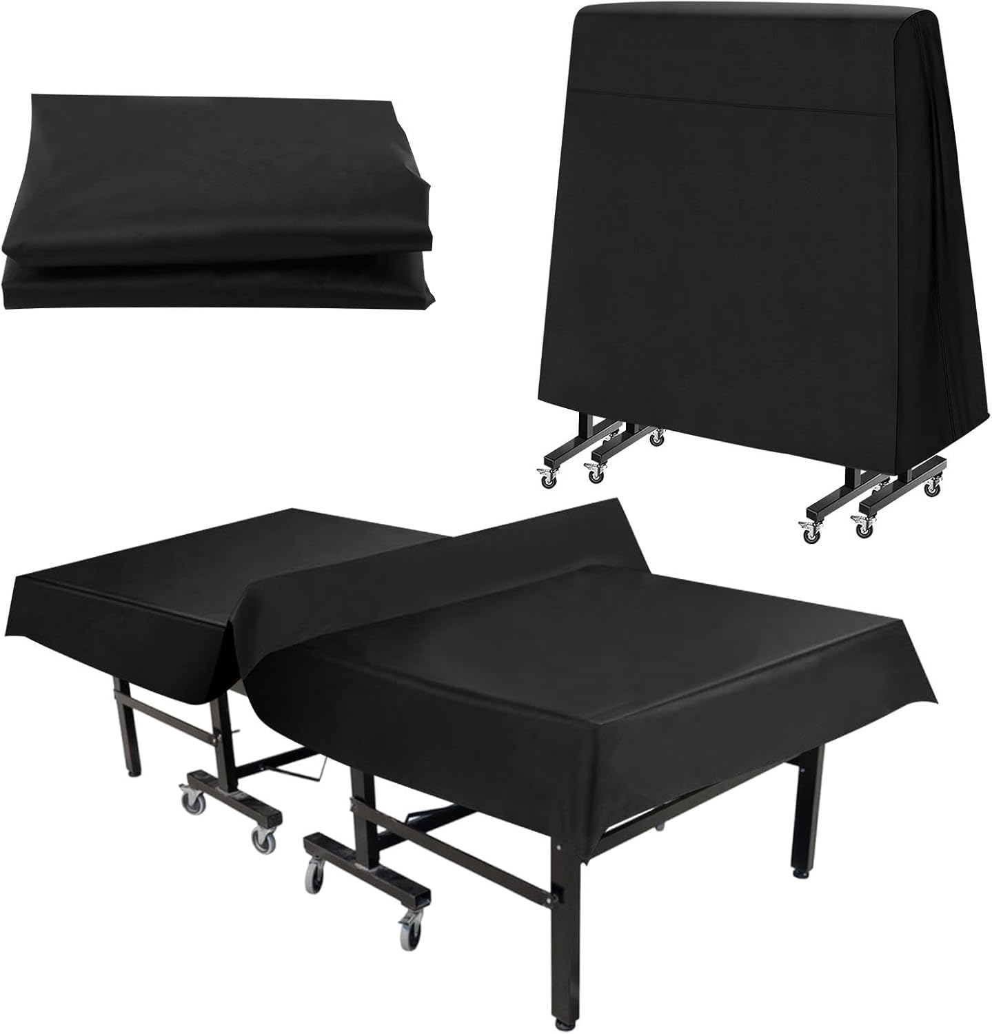 Ping Pong Table Cover, All-Weather Heavy Duty Waterproof Table Tennis Covers with Windproof Design Universal Fit for 9x5 FT Indoor & Outdoor Folding & Flat Tables