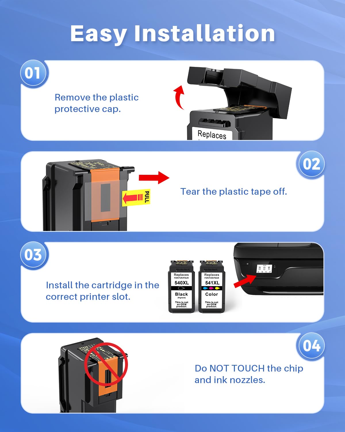 INK4U 540XL 541XL Cartucce Multipack Compatibili per Canon PG-540 XL CL-541 XL Cartuccia Compatibili per Canon MG3650s TS5150 MG3600 MX395 MX475 MG3650 TS5151 MG2250 MX455 MX535 (1 x Nero, 1 x Colori)