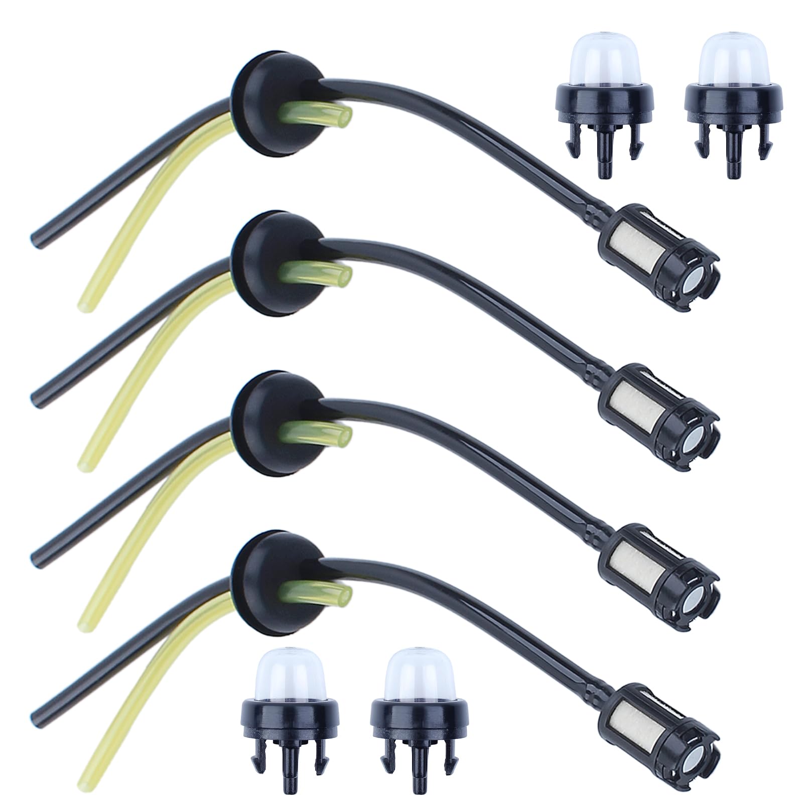 Benzinschlauch und Birnen-Ansaugset, Kraftstofffilter-Kit, 4 Schläuche Ansaugbirnen, passend for Rasenmäher-Ersatzteile Teil