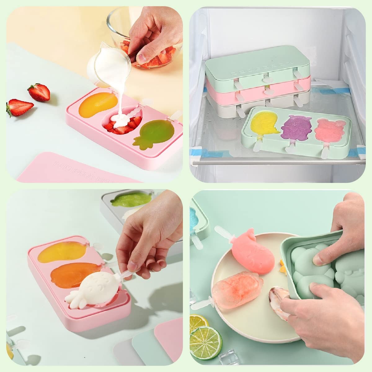 Moule Glace Bebe Tootesa - Lot De 2 Moules à Glace Silicone DIY - Animaux Et Véhicules Sans BPA Moule Animaux Véhicules