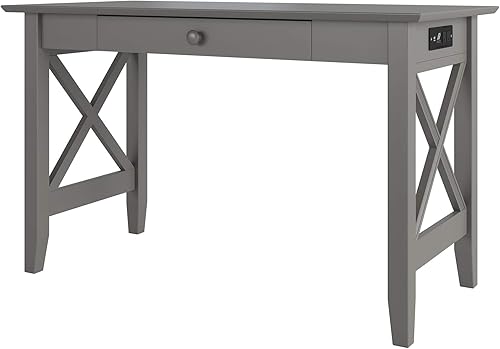 Miniatura 10 de AFI Escritorio de madera maciza de 48 pulgadas diseño de X resistente cajón de oficina en casa mesa de estudio para computadora portátil con