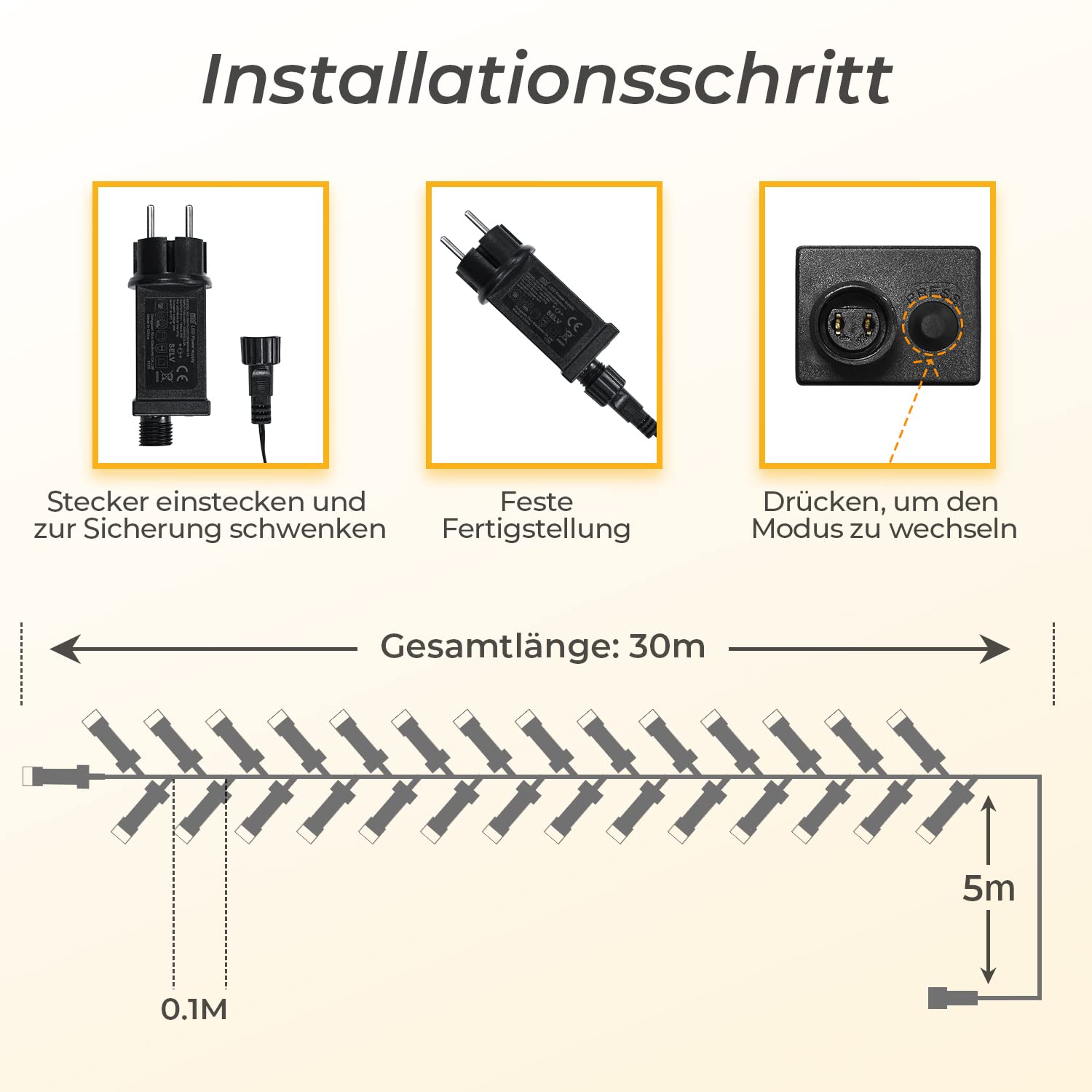 20M 200LED Warmweiß Lichterkette Weihnachtsbaum - Lichterketten mit Stecker, Weihnachtsbaum Lichterkette für Außen & Innen, IP44 Wasserdicht, Ende an Ende Verbindbar, 8 Lichtmodi & Speicherfunktion