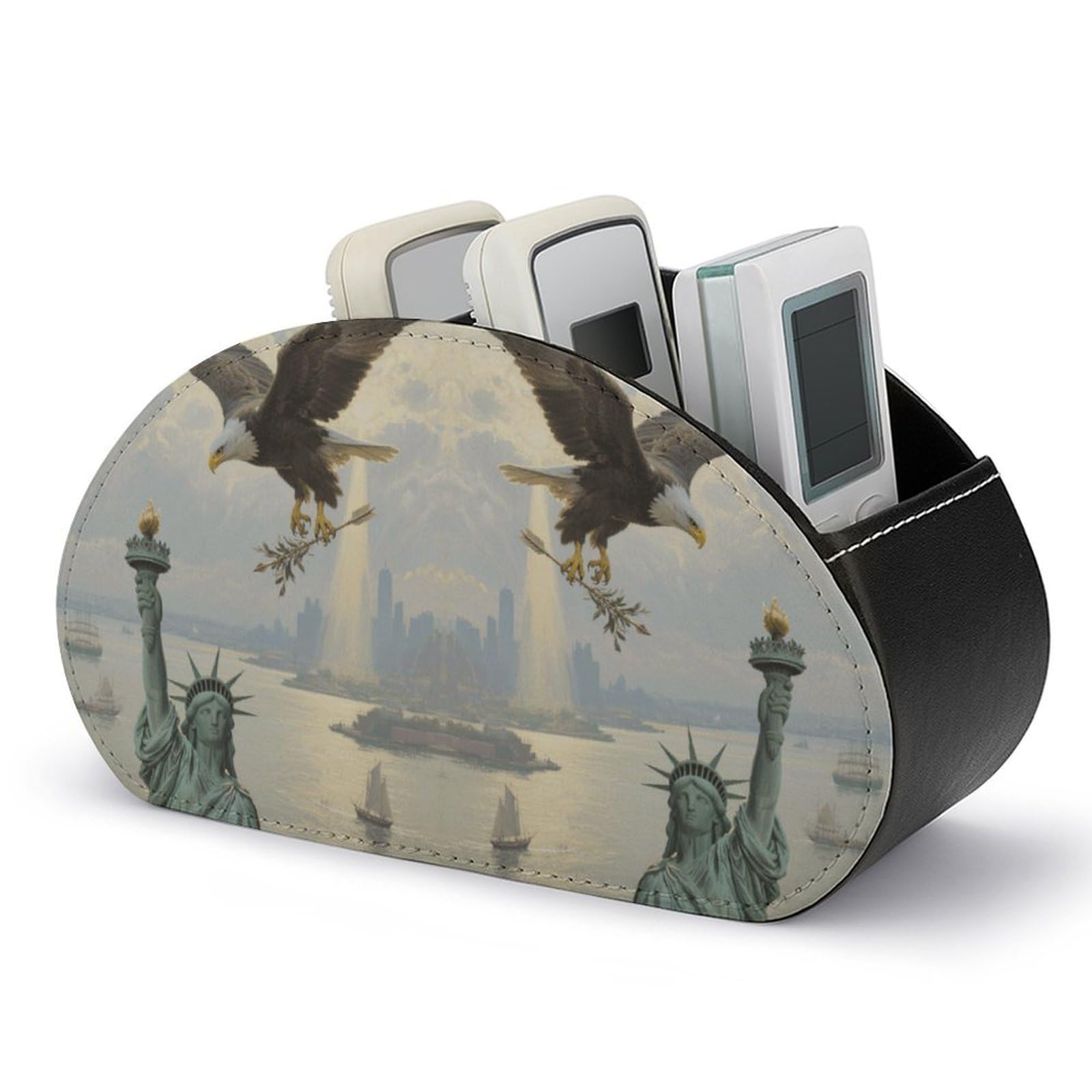Boîte de rangement télécommande en cuir contre le désordre
