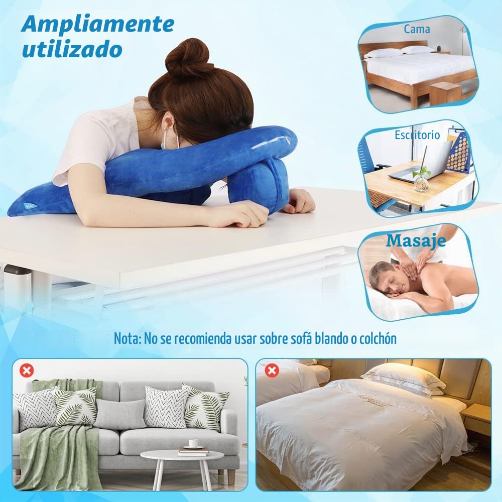 Almohada para Dormir Boca Abajo con Agujero Facial para Cirugía de Ojos, Posicionamiento Cabeza, Masaje y Bronceado