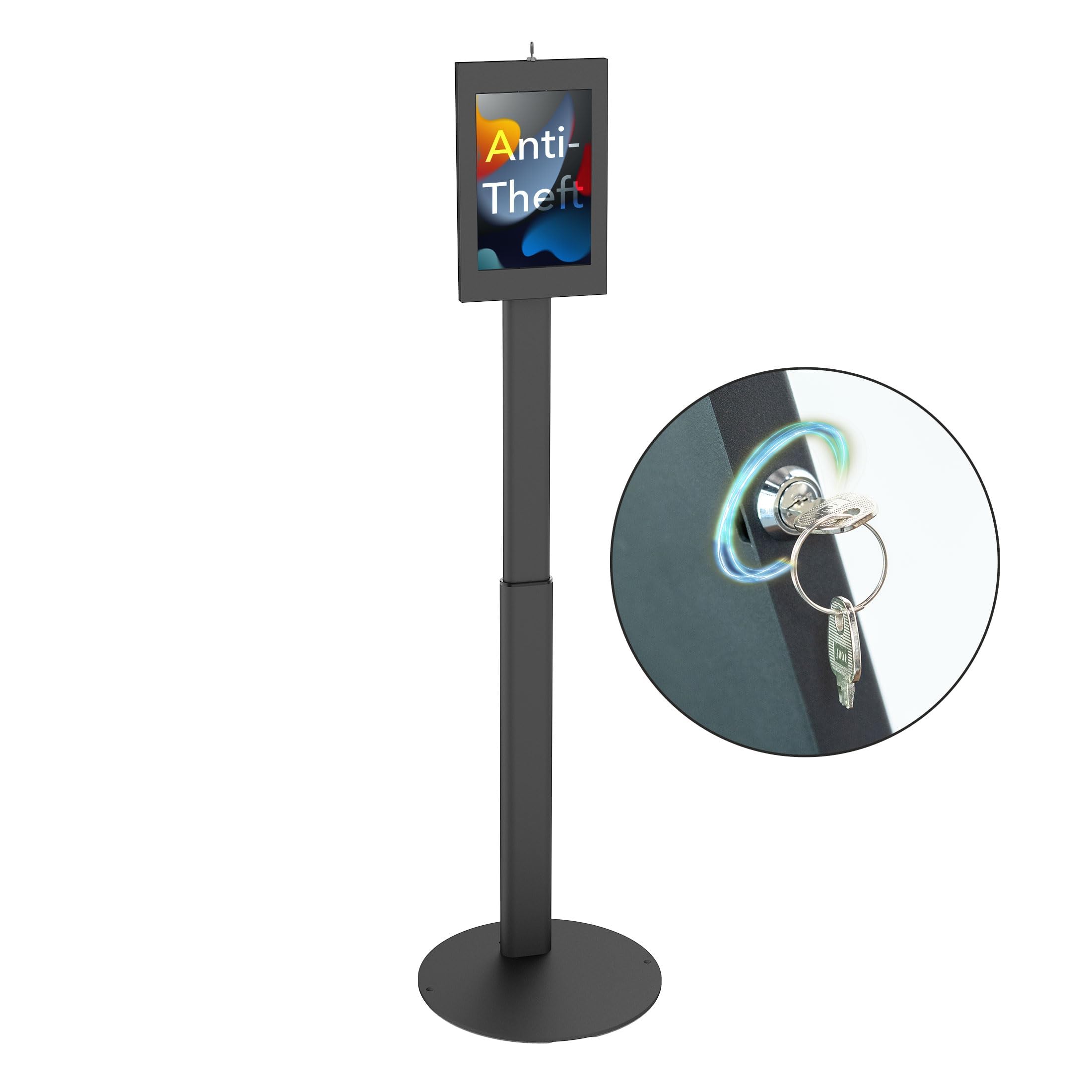 - Mount-It! Lockable Tablet Floor Stand Kiosk Compatible with Samsung Galaxy Tab A & S Series, Height Adjustable 27.66"–47.3", 90° Rotation & +/-180° Tilt, Steel Bolt-Down Base, Black