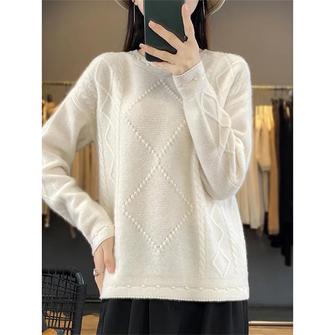 Maglione di cashmere Inverno Donna Maglioni Spesso Casual Maglione Manica Lunga O-Collo Top Lana Maglia Pullover