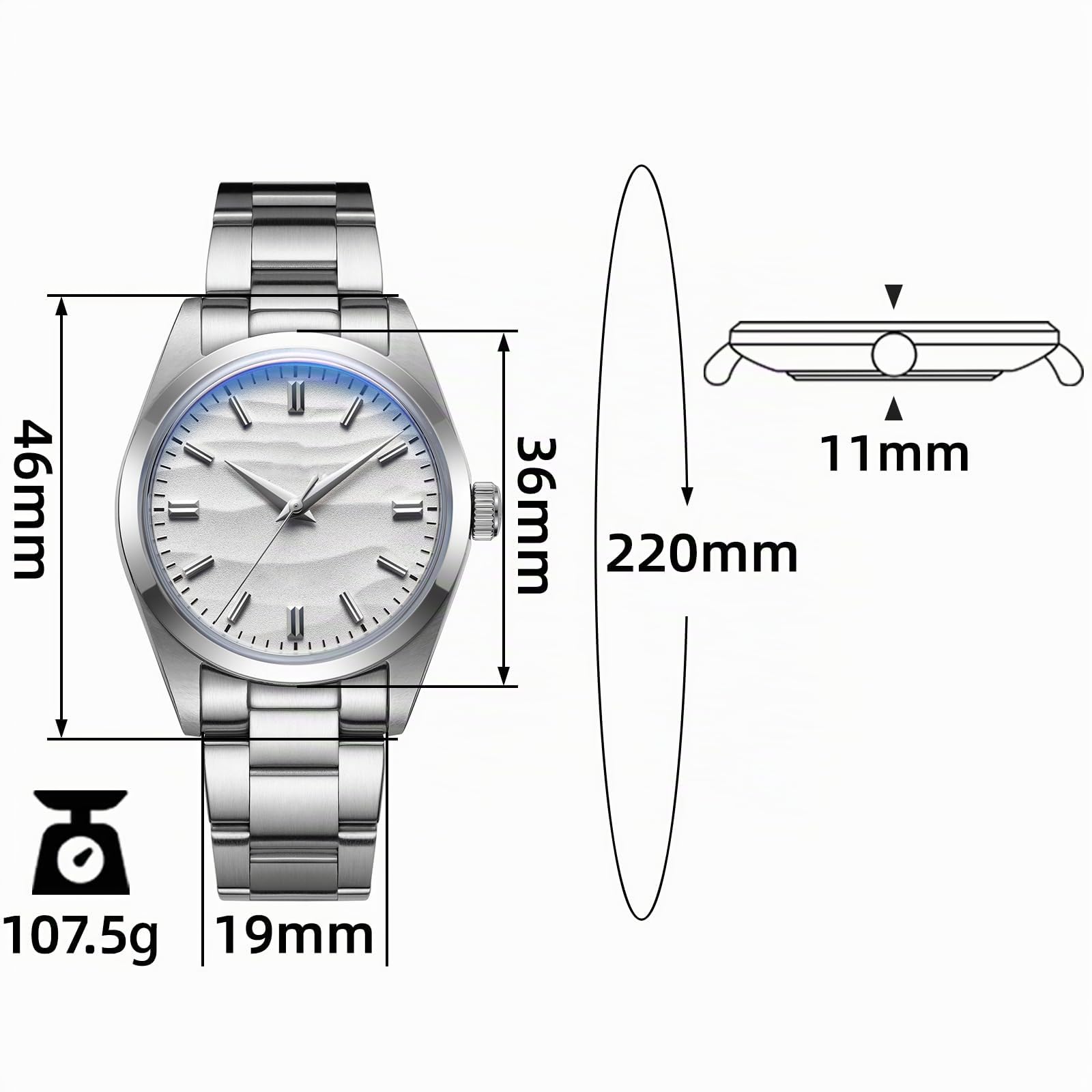 ADDIESDIVE 36mm analoge Uhr Herren Einfach Quarzuhr K1 Bubble Spiegelglas 100 m wasserdichte Uhr Mit Edelstahlarmband AD2030