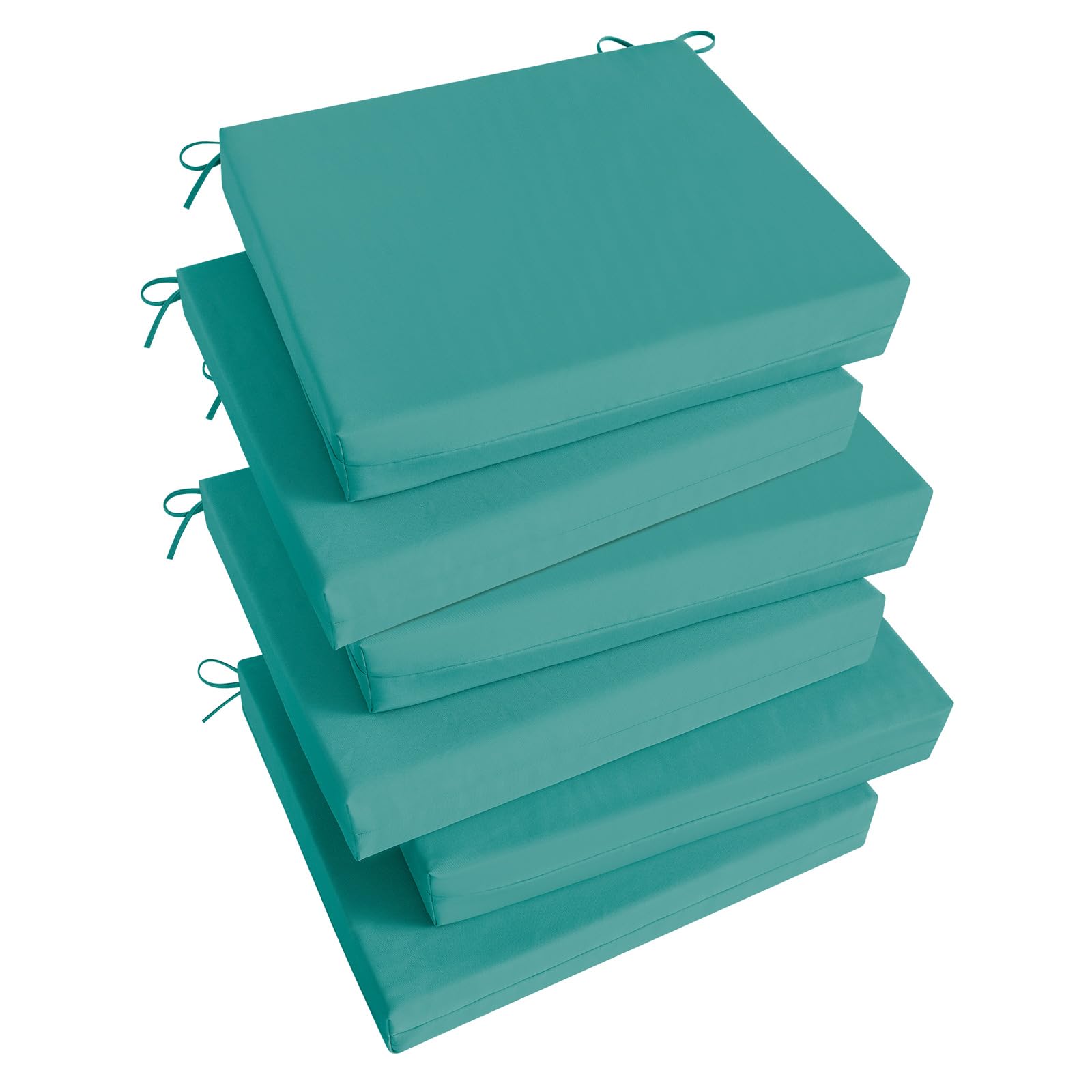 (incomplete, only 3) Basic Beyond Outdoor Chair Cushions for Patio Furniture, Waterproof Outdoor Cushions, Square Corner Patio Chair Cushions Set of 6 with Ties, 18.5"x16"x3", Teal