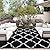 OutdoorLines Outdoor Plastic Area Rugs for Patio 4x6 ft - Reversible Outside Carpet, Stain & UV Resistant RV Mats, Straw Rug for Camping, Deck Garden, Porch and Balcony, Moroccan Black & Light Grey