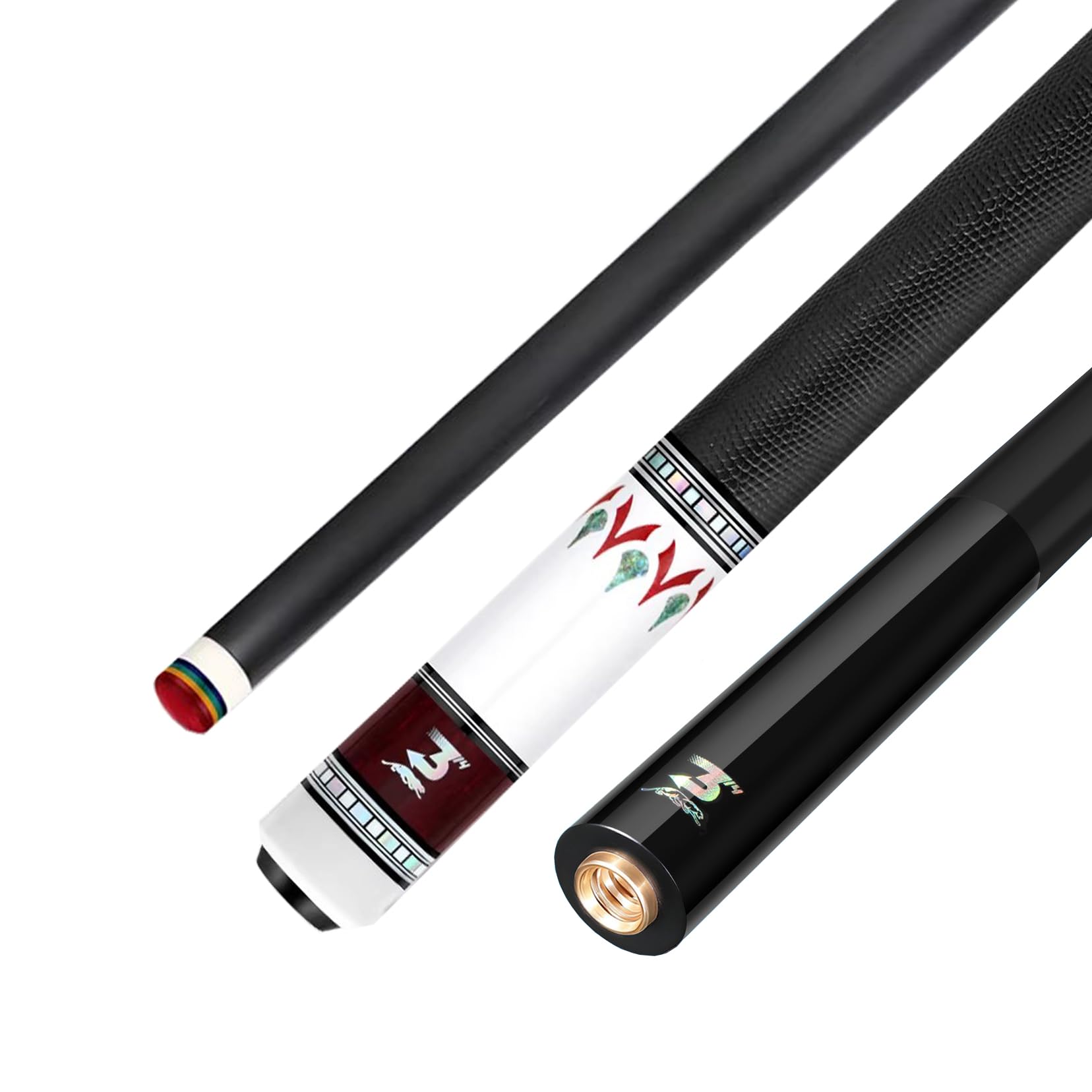 HTDRE Carbon Fibre Pool Cue19-21oz, 58” 2 Piece Professional Rainbow Tip Snooker Cue Stick Aviation Grade Carbon Fibre,10.5mm 11.8mm 12.5mm Tip(Size:11.8MM,Color:White)