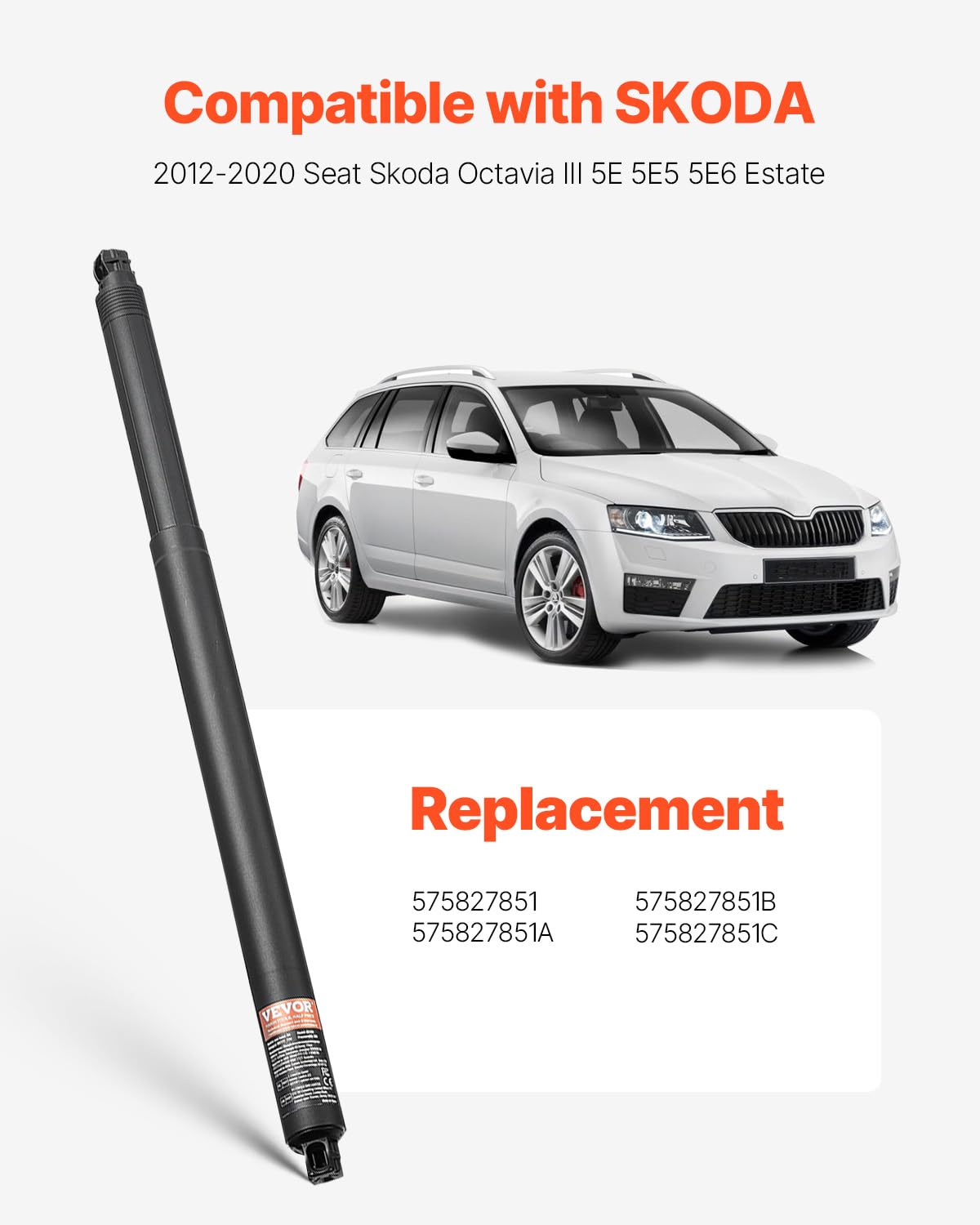 VEVOR 2 SZTUK Elektryczny Podnośnik Podnośnika Klapy Tylnej Lewy Prawy, Do Skoda Octavia III 2012-2020, Elektryczna Tylna Klapa, Zastępuje OE# 575827851 575827851A 575827851B