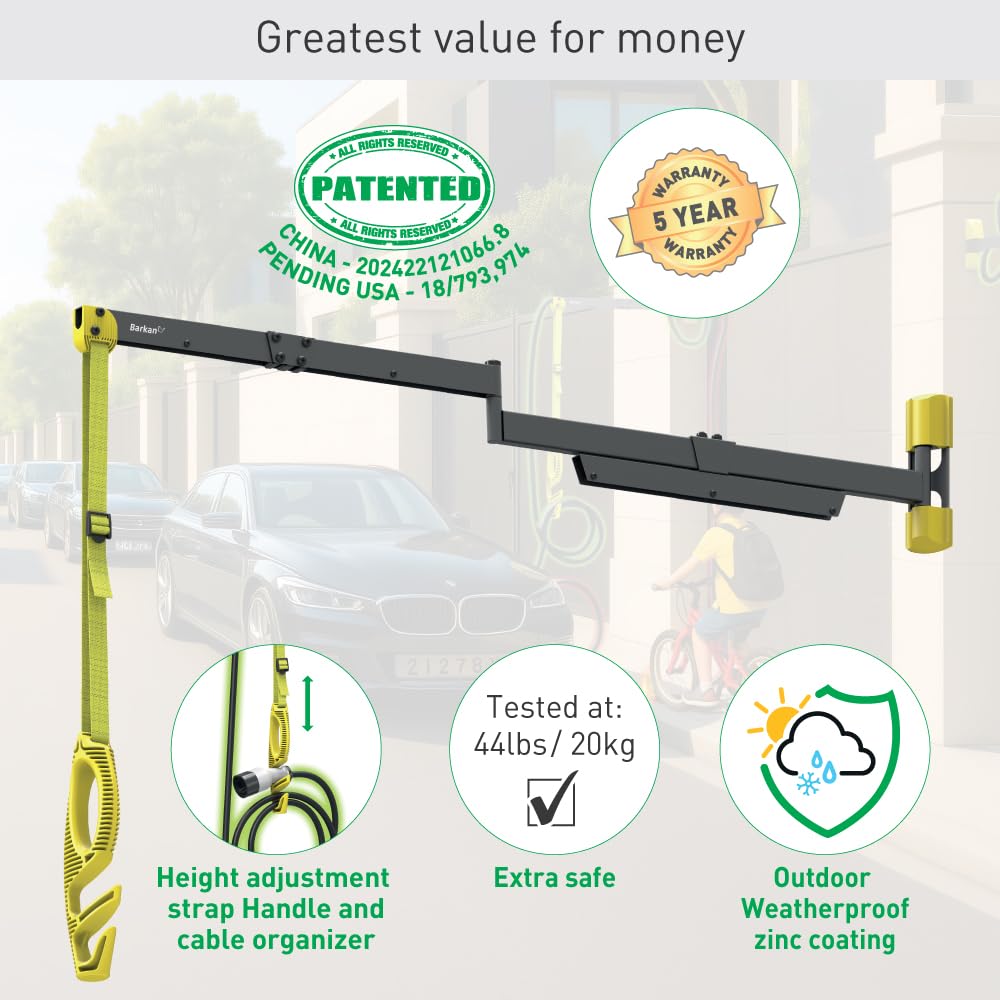 Barkan Cable de carga protector de 48 pulgadas para vehículos eléctricos, para cargadores de nivel 1 y 2, revestimiento de zinc resistente a la intemperie para interiores y exteriores, para cable de