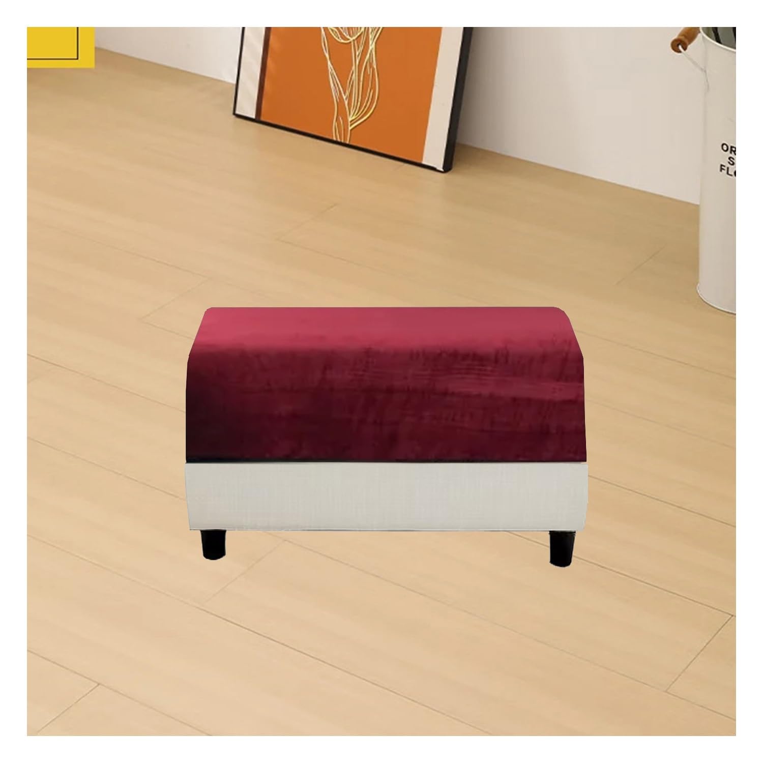 ILiemao Super Stretch Soft Fit Ottoman Cover Slipcover Square/Rectangular for Foot Stool 20x27in/50x68cm 18x22in/45x55cm Furniture for Living Room with Elastic Bottom，Washable(G23,30-40 cm/12-16 in)