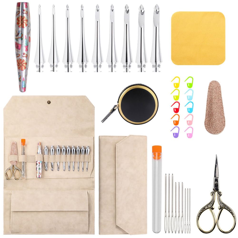 MiOYOOW Crochet Hook Set, Interchangeable Crochet Hook Knitting Tools with Ergonomic Handle for Beginners and Advanced Crafters