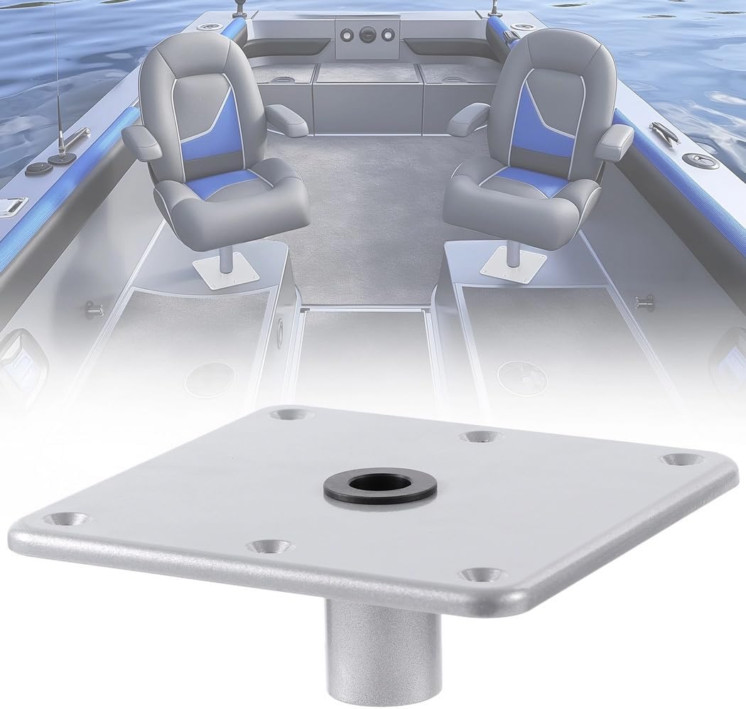 Generic 7×7 Boat Seat Base With 3/4 Pin Post Socket, Aluminum Alloy Marine Boast Seat Bracket, Heavy Duty Boat Seat Pedestal, Corrosion-Resistant Cabin Seating Accessories For Most Boat Seat Mount