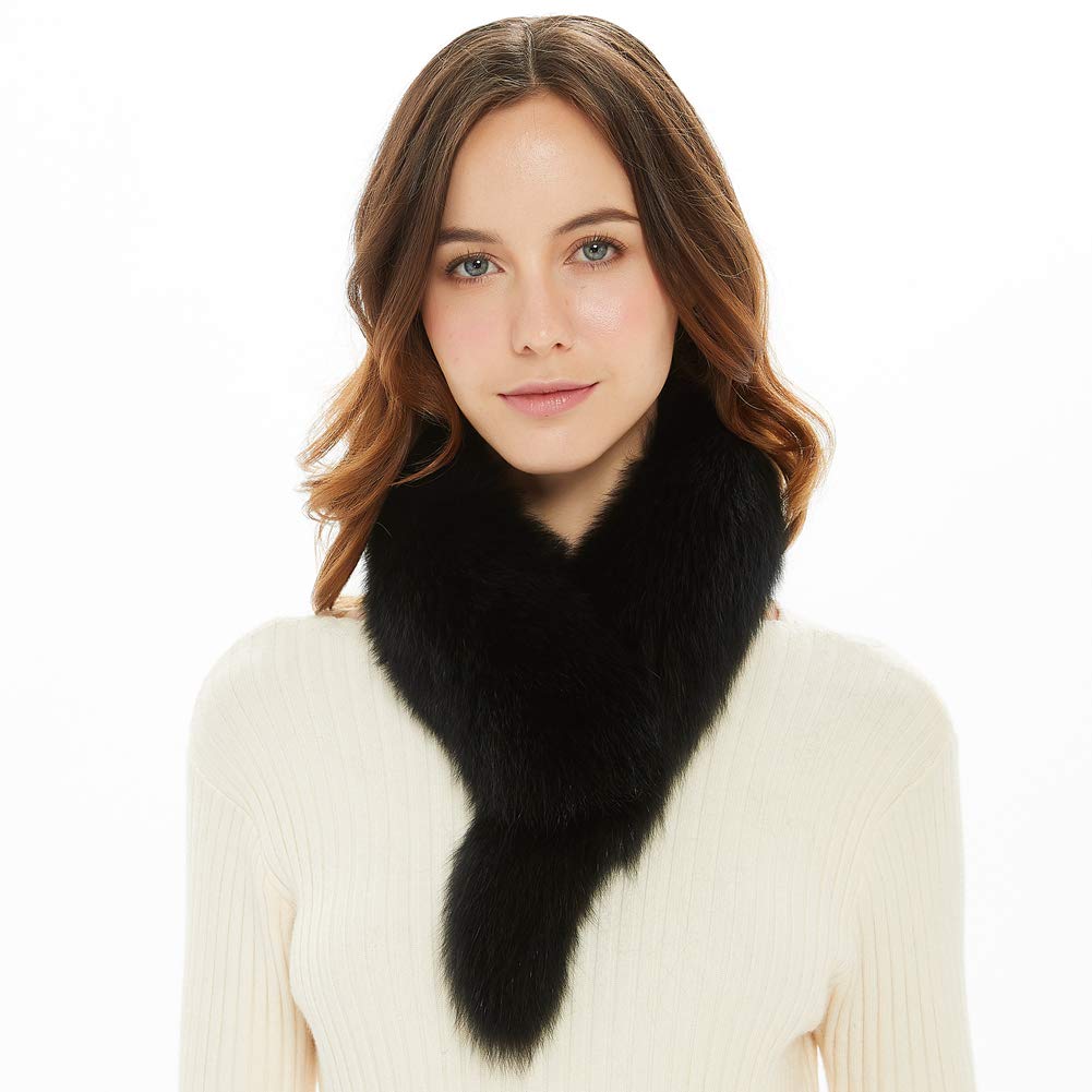 Ferand Ladies Elegant Real Fox Fur Collar Scarf Wrap for Women
