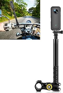 Bastão de selfie invisível para motocicleta, suporte de câmera para guidão de selfie de bicicleta, suporte de braçadeira adaptador de câmera de ação, comprimento ajustável, para GoPro Hero 11/10/9/8 para Ins