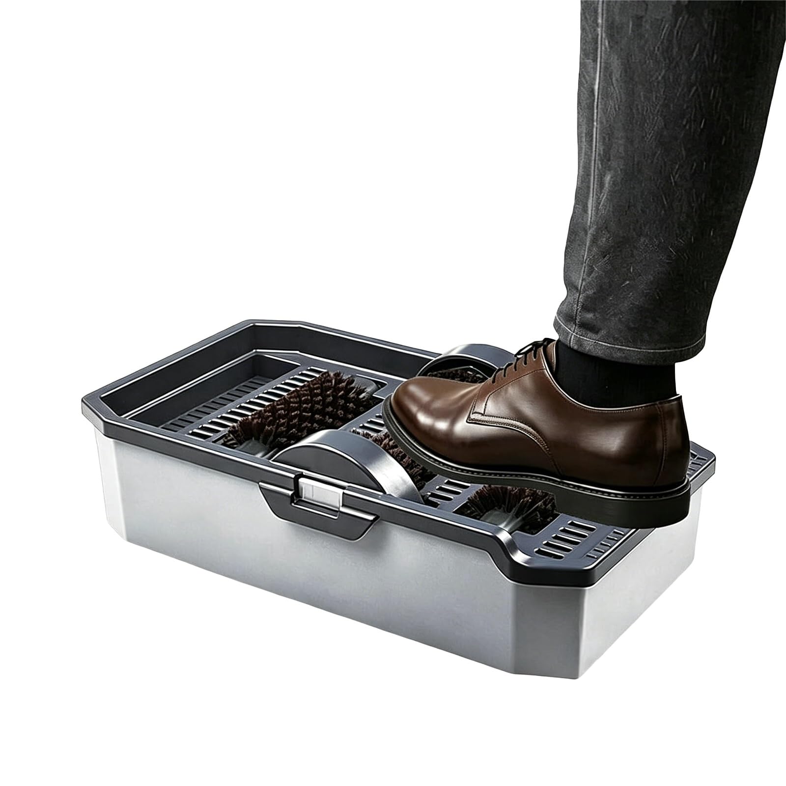 Máquina de limpieza de suela de zapatos de autoservicio, cepillo limpiador de zapatos para exteriores con almohadilla absorbente, sin electricidad, diseño de cepillo separado, diseño desmontable, para