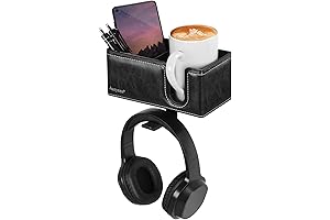 Convenient Cup Holder, Rotatable Headphone & Pen Holder for Desk