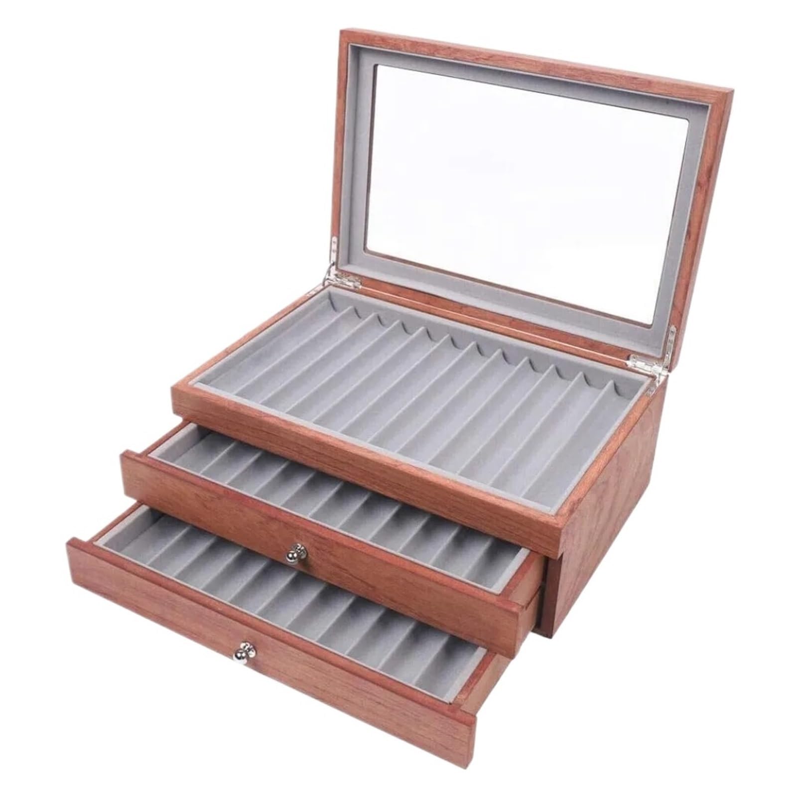 Présentoir à stylos en bois 3 niveaux, 34 pièces, boîte de rangement avec tiroir pour Rangement