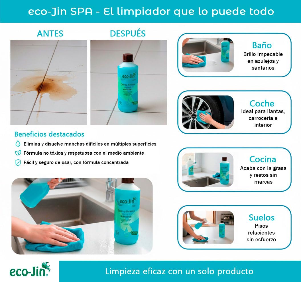 Eco-Jin Spá 1L | Limpiador ecológico multiusos para el hogar (3 unidades)