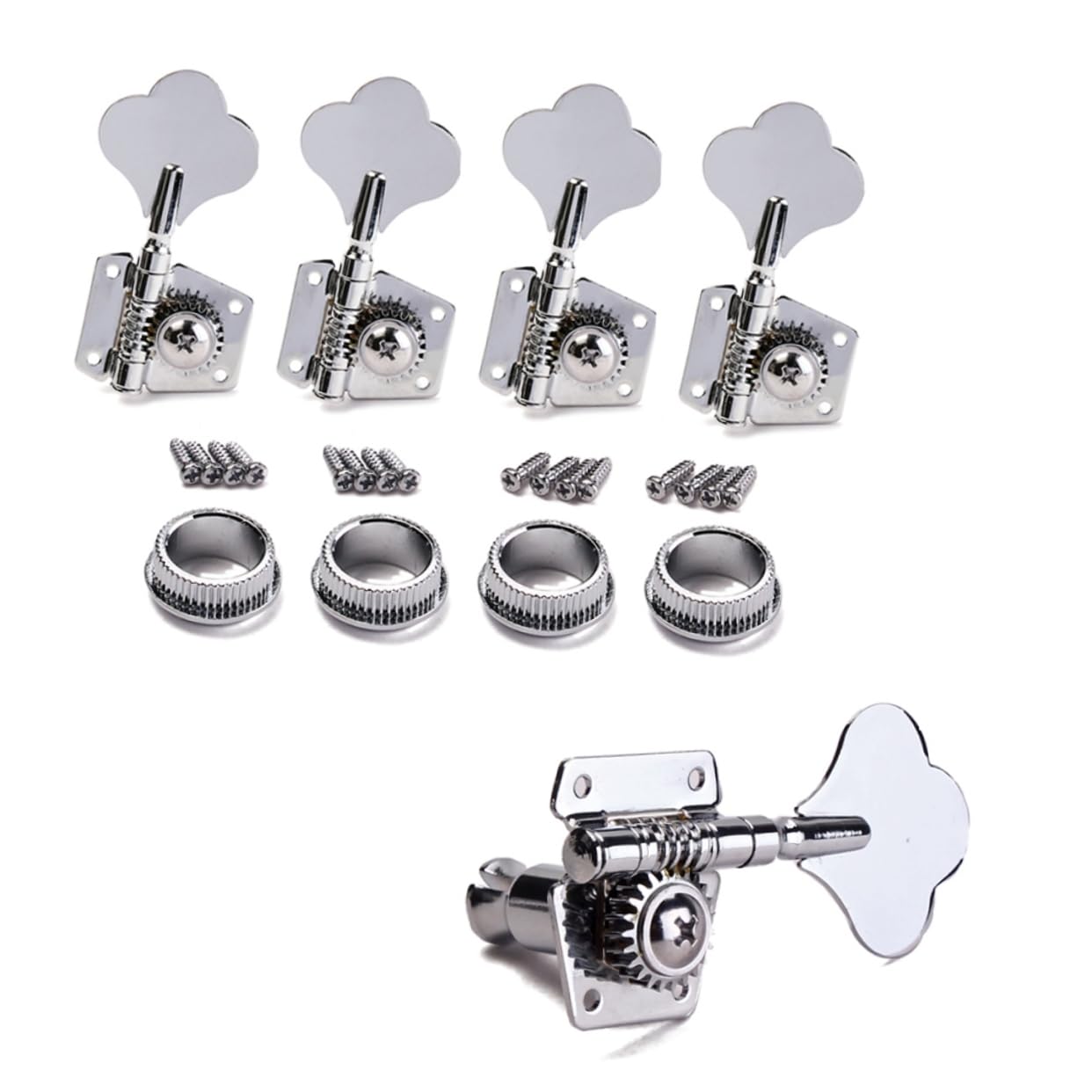 ULDIGI 4 String Bass Guitar Tuning Pegs R4 Tuner Heads Metal Construction Guitar Tuner Vintage Open Style Includes Ferrules and Screws