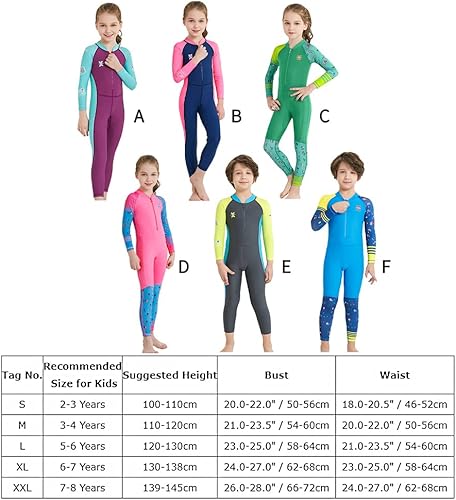 Miniatura 4 de Traje de baño de una pieza de manga larga para niños y niñas con protección solar