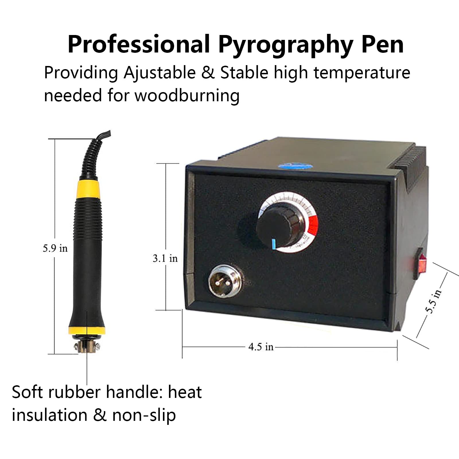 WANGCL Kit de Pluma de pirograbado, Kit de Quema de Madera, Control de Temperatura Digital, Soporte de Host, Pluma de Quema de Madera, conmutación Libre, artesanía DIY