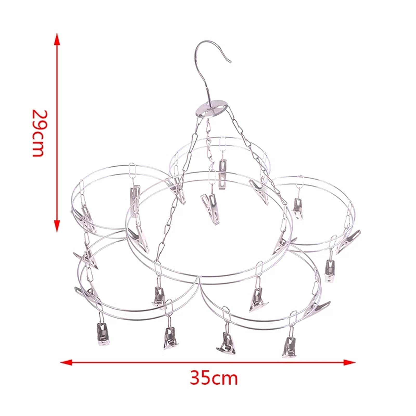 Wäscheklammern aus Edelstahl, Unterwäsche Socken Wäscheklammer Aluminium Metall Socken, Unterwäsche, Wäscheklammer, Outdoor Lufttrockner,(35x29cm)