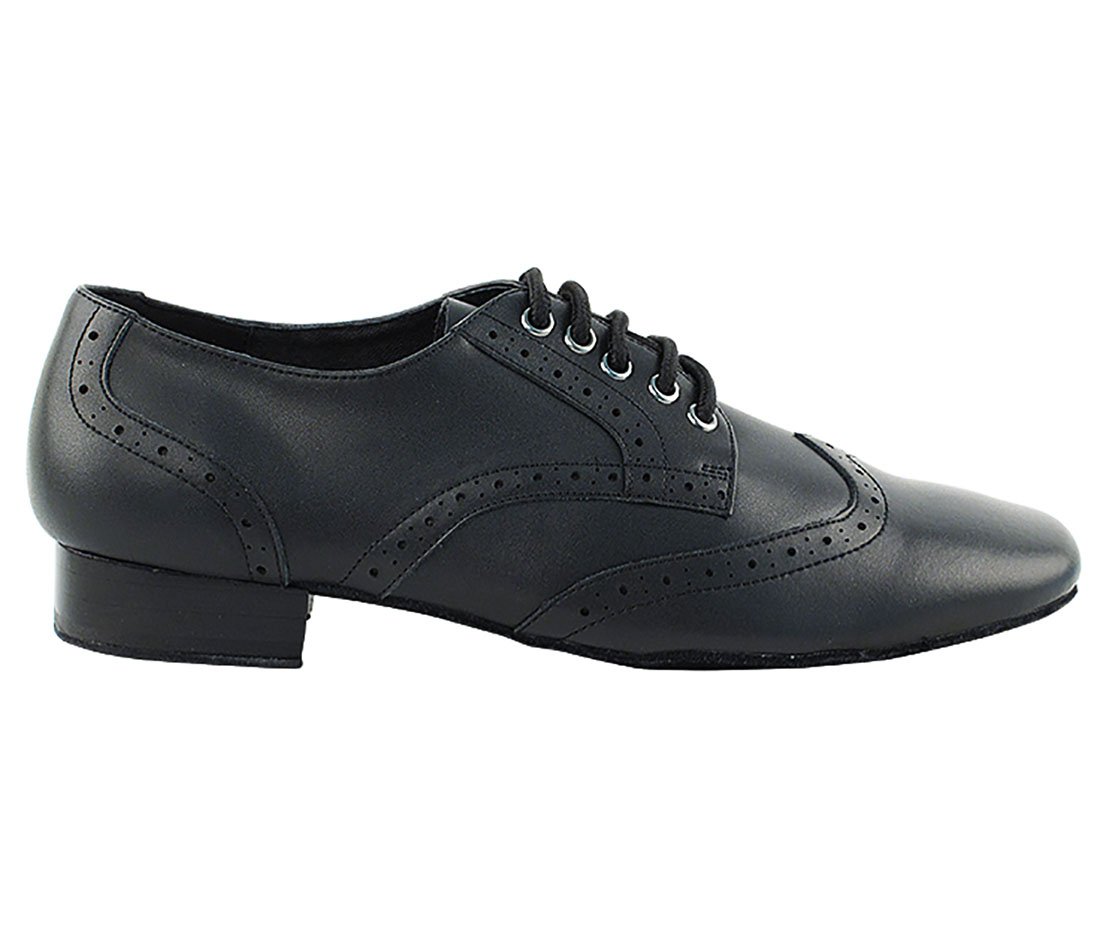 Very Fine Dance Shoes - Mens Standard, Smooth, Waltz Ballroom Dance Shoes - PP301-1-inch Heel and Foldable Brush Bundle - Black Leather - 10.5