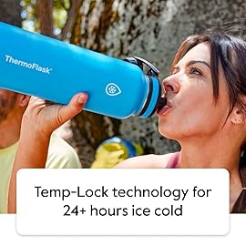 ThermoFlask 18 oz Double Wall Vacuum Insulated Stainless Steel Water Bottle with Spout and Straw Lids, White