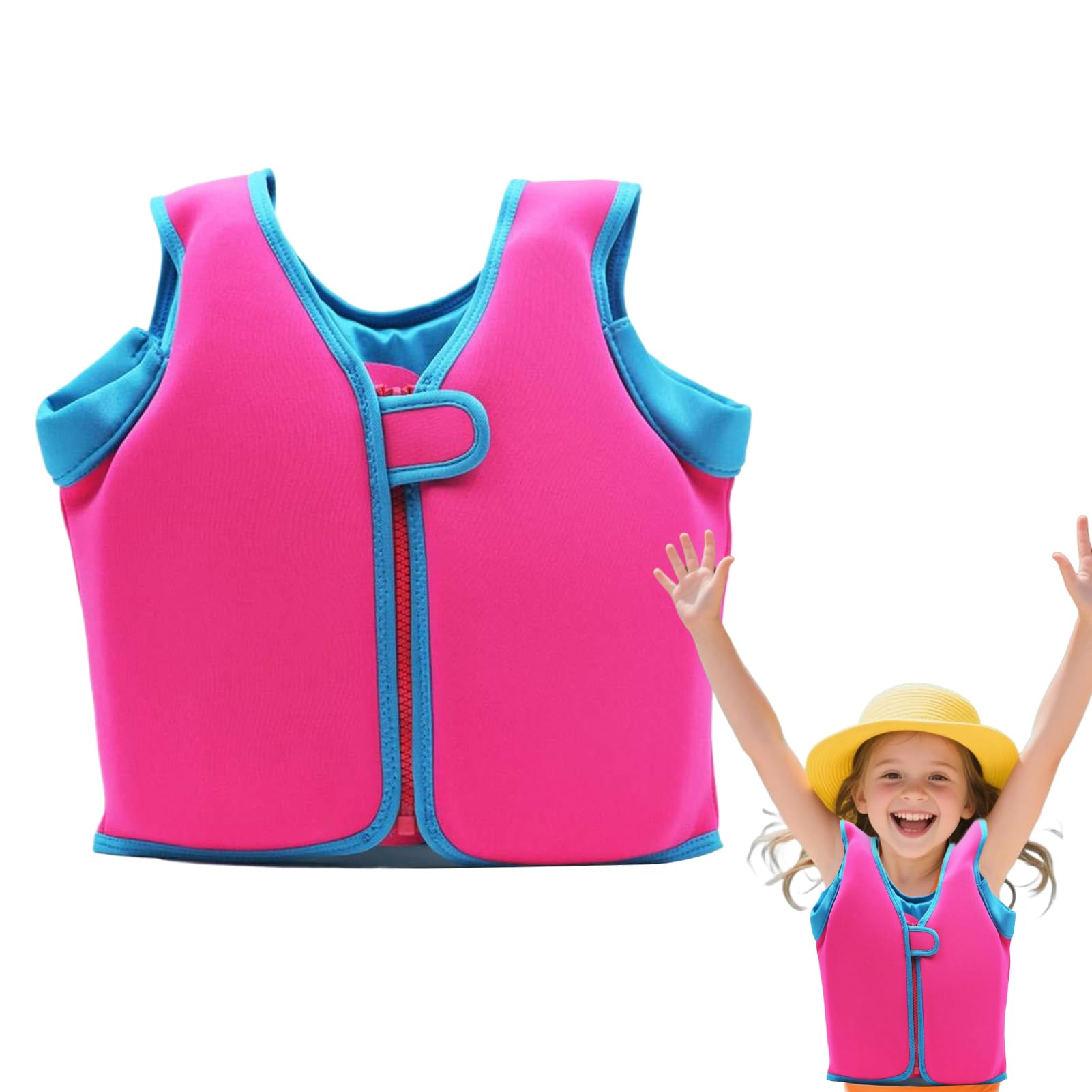 Kids Swim Vest, Swimming Buoyancy Aid Zipper Closure Jacket for Ages 4-12, Adjustable Swim Practice Vest, Girls Boys Patio Camping Pool Home Backyard Indoor Outdoor Beach Beginners