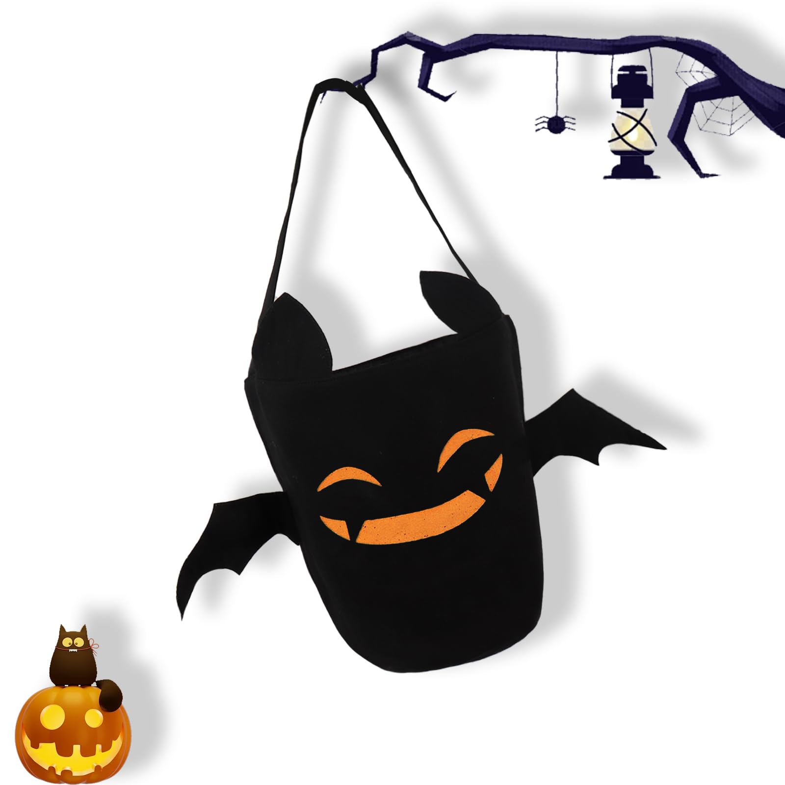 Wiadra halloweenowe na cukierek albo psikus dla dzieci, upiorny kosz na cukierki nietoperz wielofunkcyjne przenośne wiadro wielokrotnego użytku