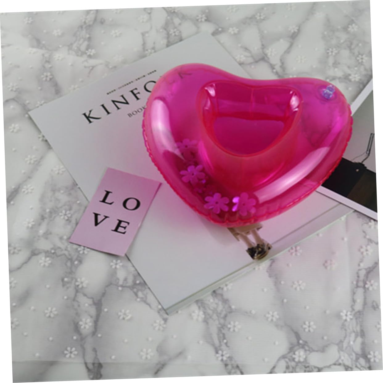 BIUDECO Inflatable Set Floating Drink Holder for Pool Heart Shape Cup Holders for Summer Events