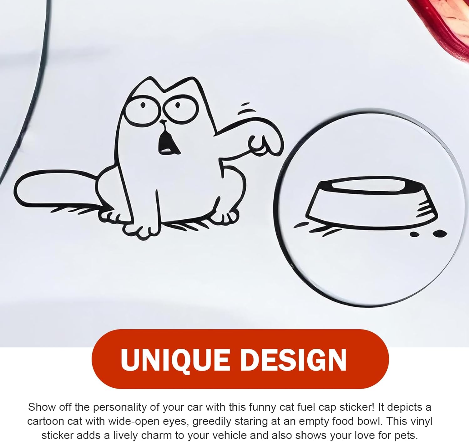 Gas Tank Sticker, Funny Hungry Simons Cat Feed Me Decorative Decal, Car Window Stickers, for Car Windows, Tablets, Laptops, Water Bottles (5.9"x7.5" #Right) - Image 6