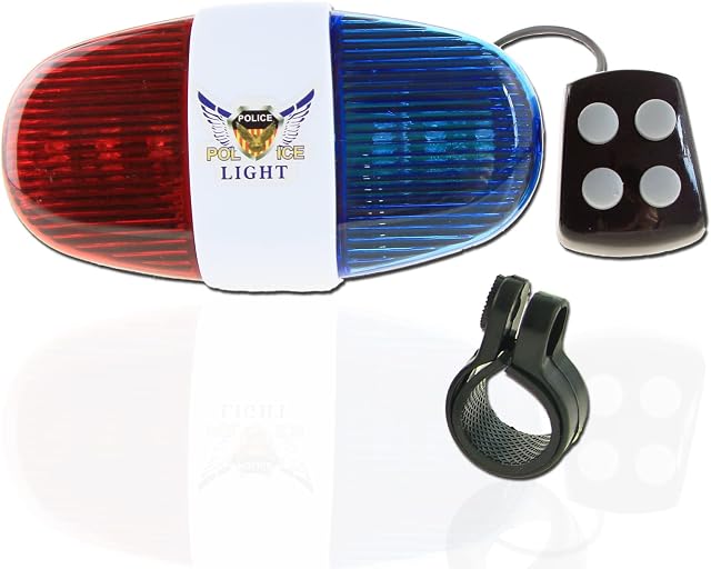 LEAGY Bike Bell 6 Bicycle Police LED Light,4 Loud Siren Sound Trumpet Cycling Horn Bell,Bike Bell Kids Adult