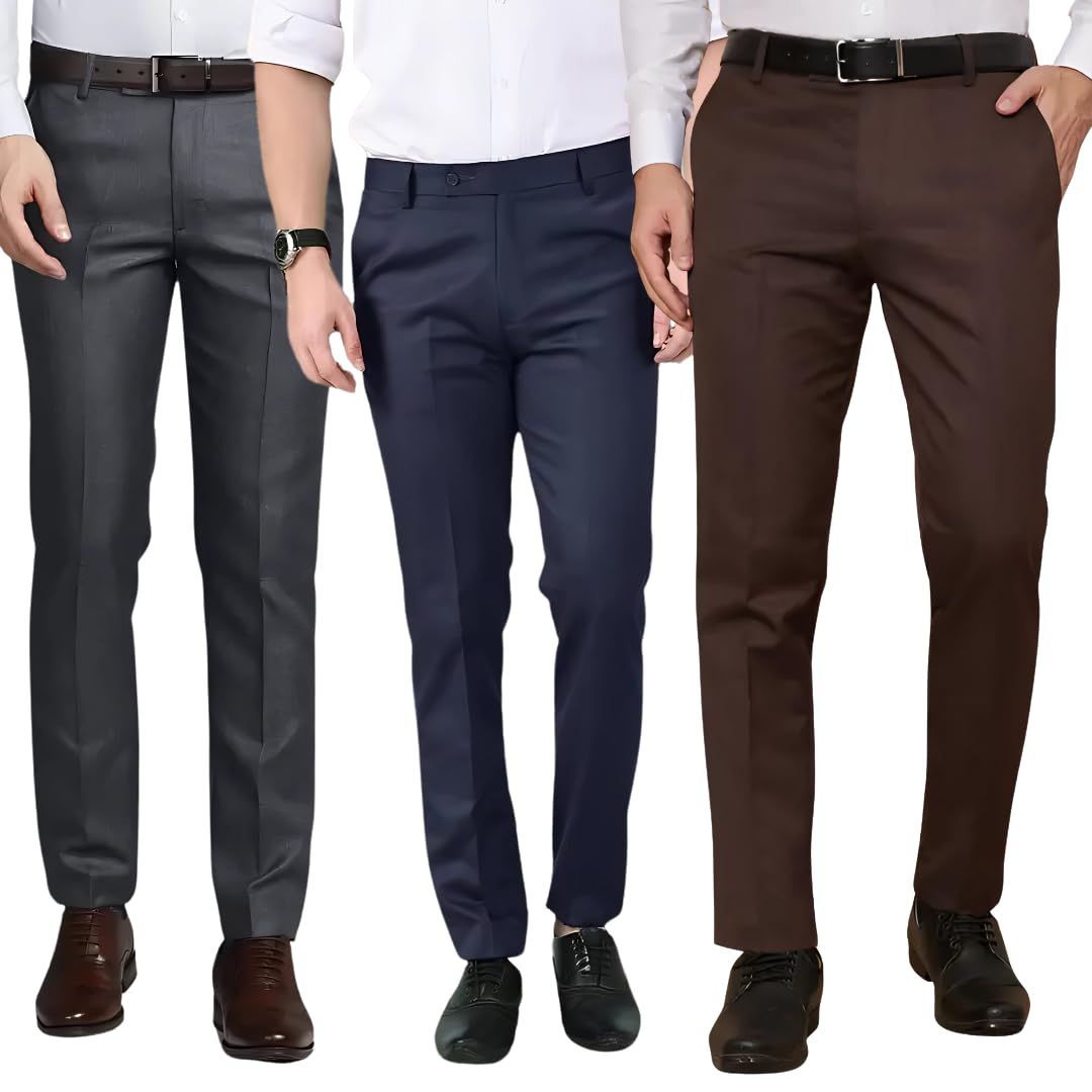 zeegold Zee Gold Relaxed Fit Men’s Formal Trousers – Wrinkle-Free Polyester Blend Work Pants with Breathable Fabric, Stretch Waist & Pockets – Ideal for Office, Business & Formal Wear.-picture-40