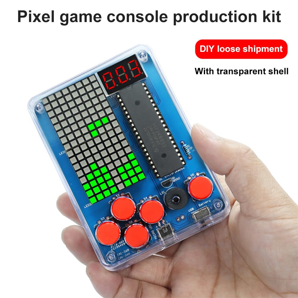 Kit Console Di Gioco Pixel Fai-da-te – Pratica Di Saldatura Con 4 Giochi Classici (Tetris, Snake, Plane, Racing) – Alimentazione USB/Batteria - 3
