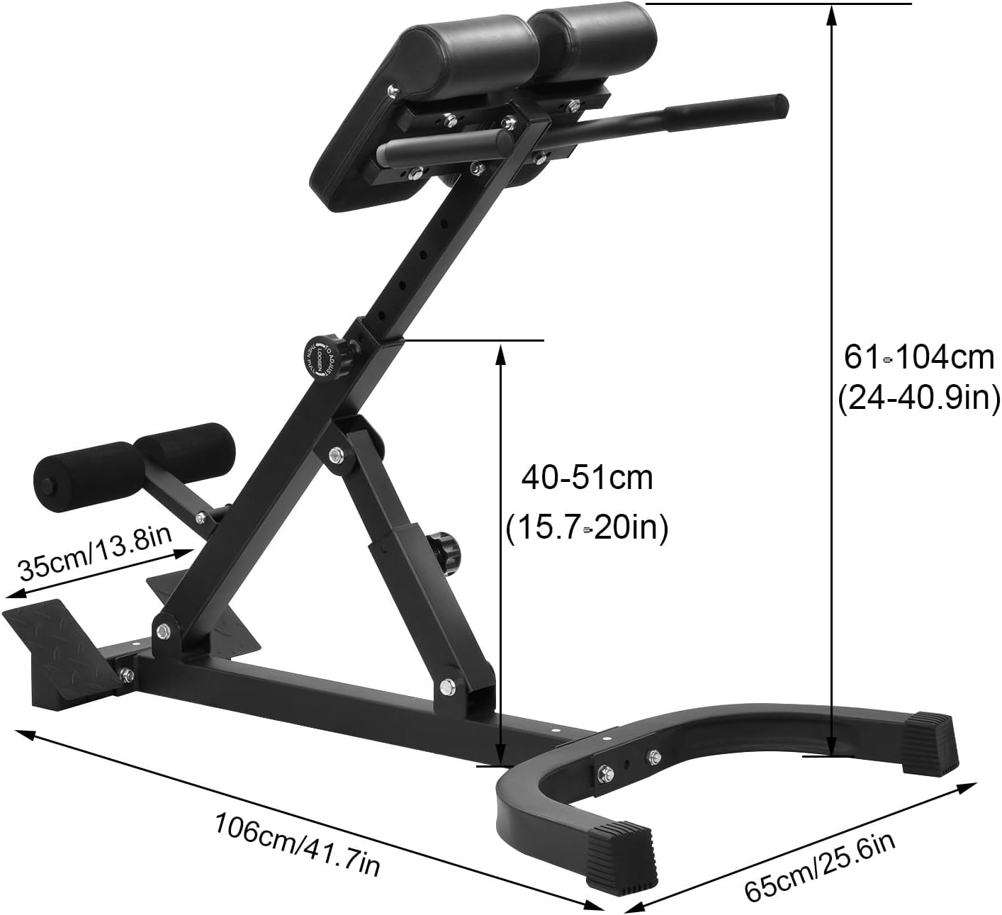 Roman Chair Hyperextension Bench, Hyperextension Bench for Strength Training Adjustable Back Extension Machine, Foldable Sit-Up Bench for Athletes, Core Work & Home Gym Workouts Fitness, 330 lbs Weight Capacity