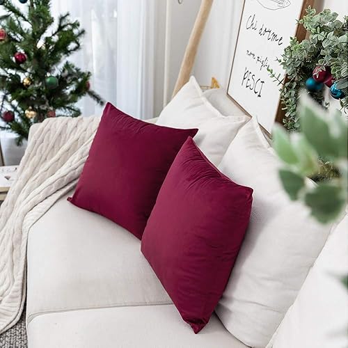 Miniatura 3 de Rythome Juego de 2 cómodas fundas de almohada de terciopelo, fundas de cojín decorativas sólidas para sofá y cama, 18.0 x 18.0 pulgadas, color