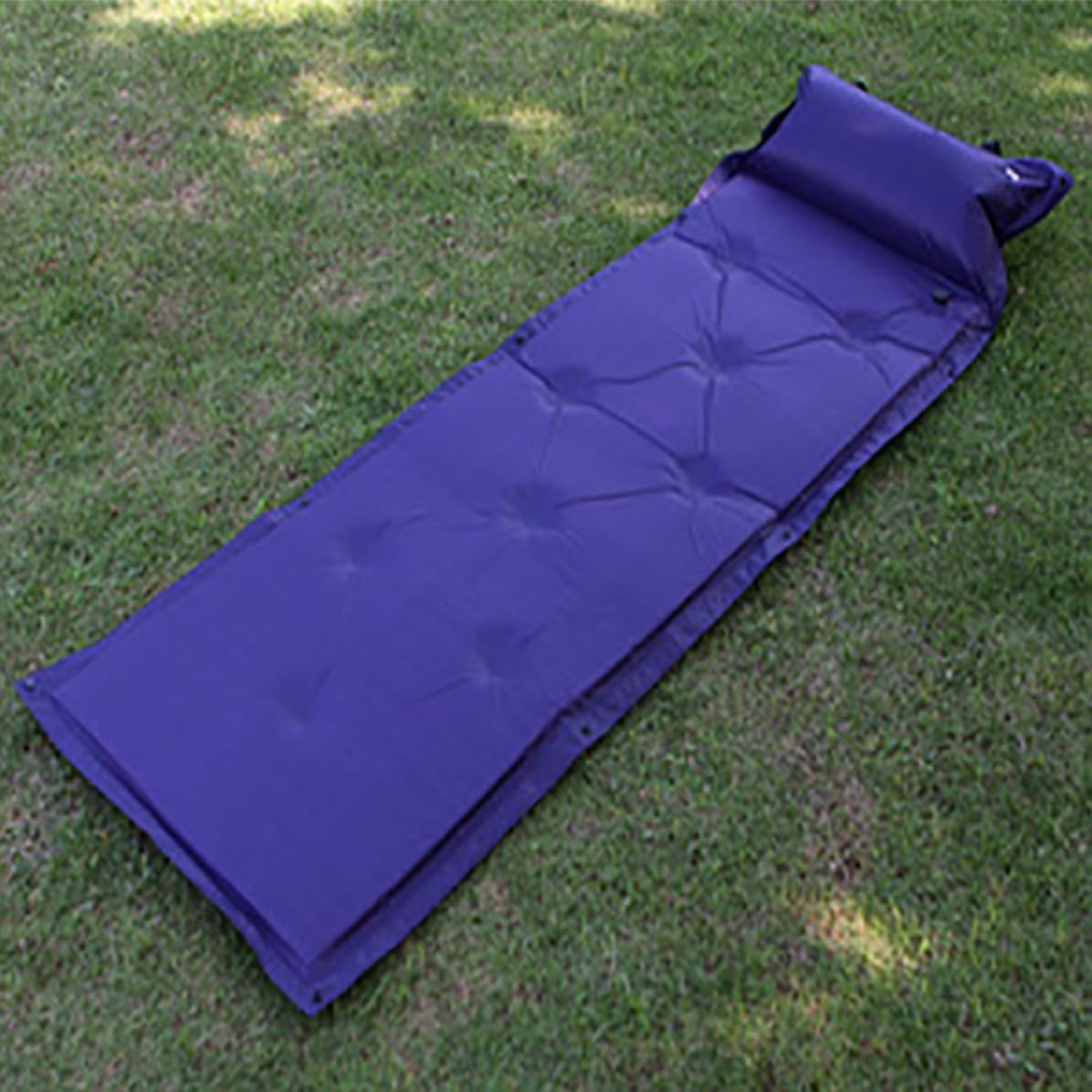 Toyvian Colchón de Camping Inflable Portátil Diseño Compacto y Material de Poliéster y PVC para Picnic y Playa, Cómodo y Resistente Humedad