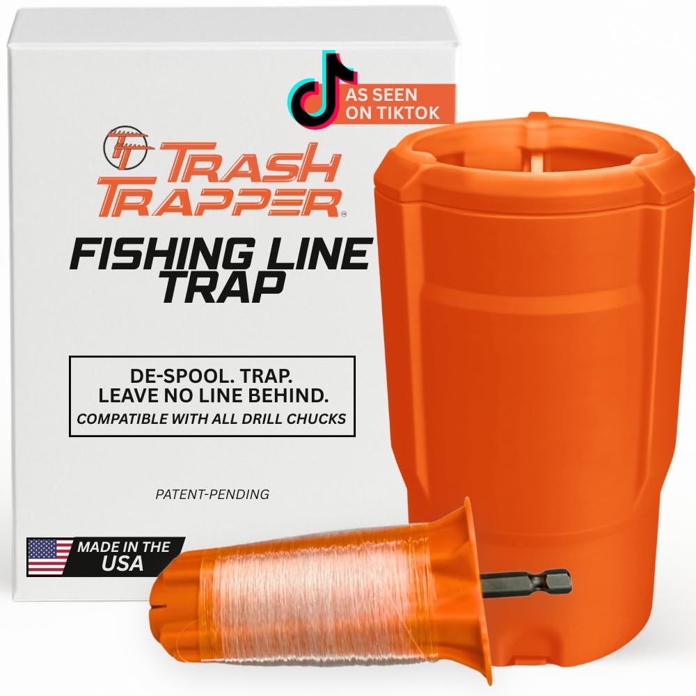 Fishing Line Trap | Line Stripper & Disposal Tool | Patent-Pending System to Save You Time and Protect Environment | Re-usable | Cup Holder Size for