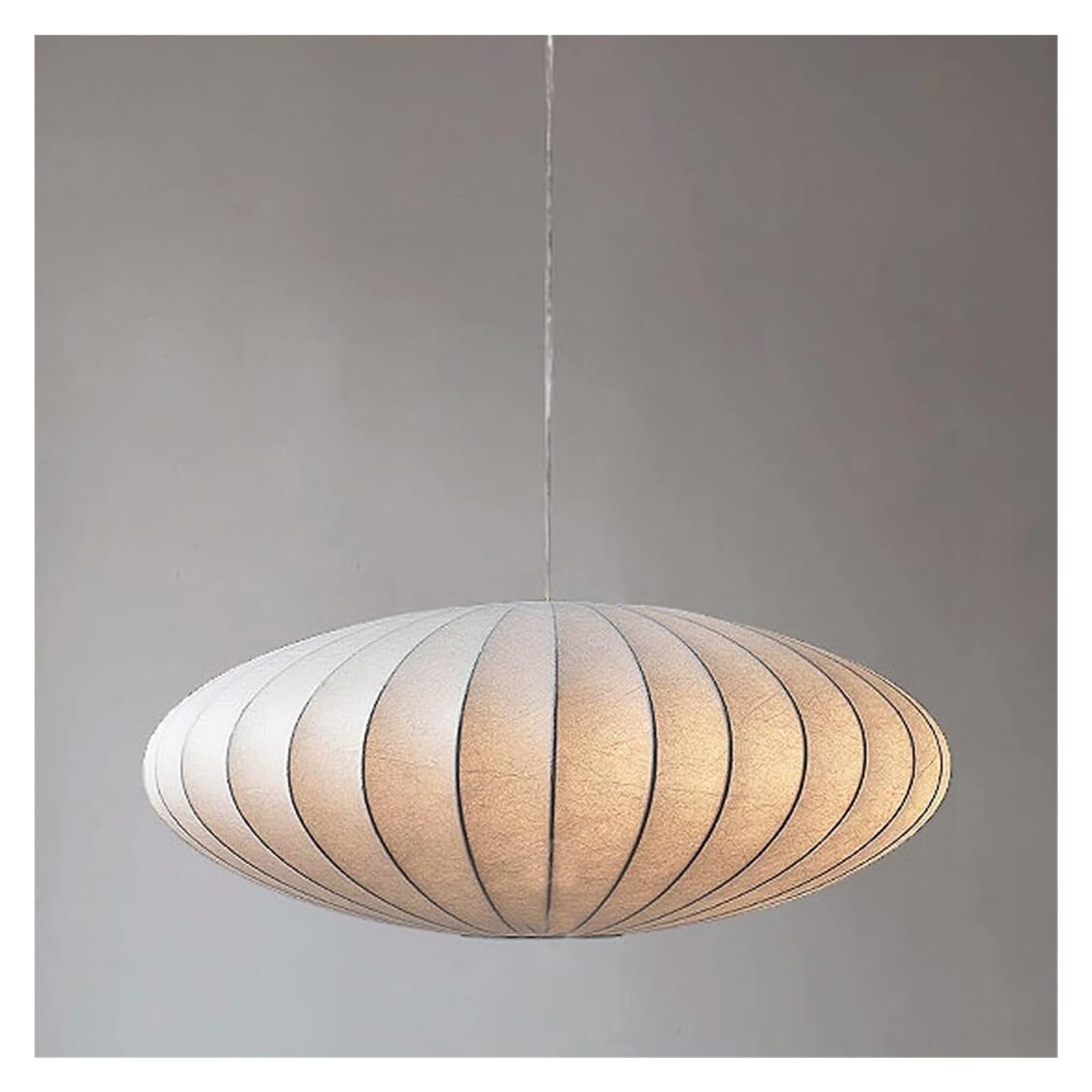 KHUKHU White Bubble Pendant Lamp,Wabi Sabi Drum Light Fixture,Modern Kitchen Island Light,Farmhouse Style Hanging Lamp for Study Room Office(19.68In/50cm)