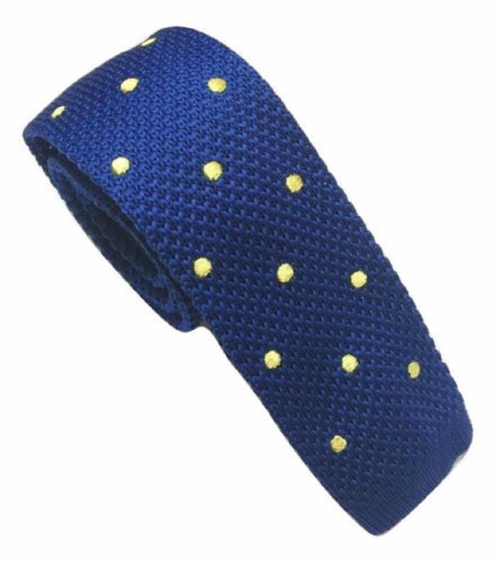 L&L® Royal Blue Collection Woven Paisley Jacquard Silk Knitted Satin Tie Wedding (knitted dot tie)
